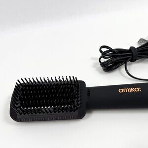 Amika Double Agent 2-in-1 Straightening Brush Hair Dryer HMS0038 Black EUC